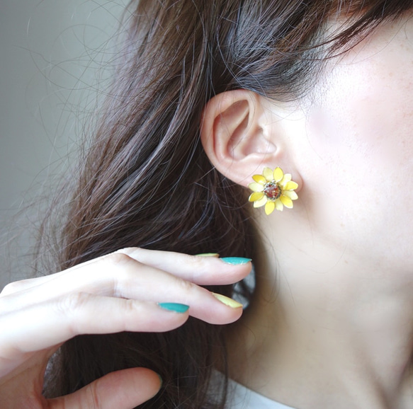 【八月生月花】向日葵太陽耳環/耳環 第4張的照片