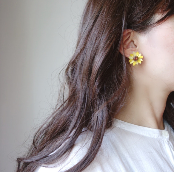 【八月生月花】向日葵太陽耳環/耳環 第5張的照片