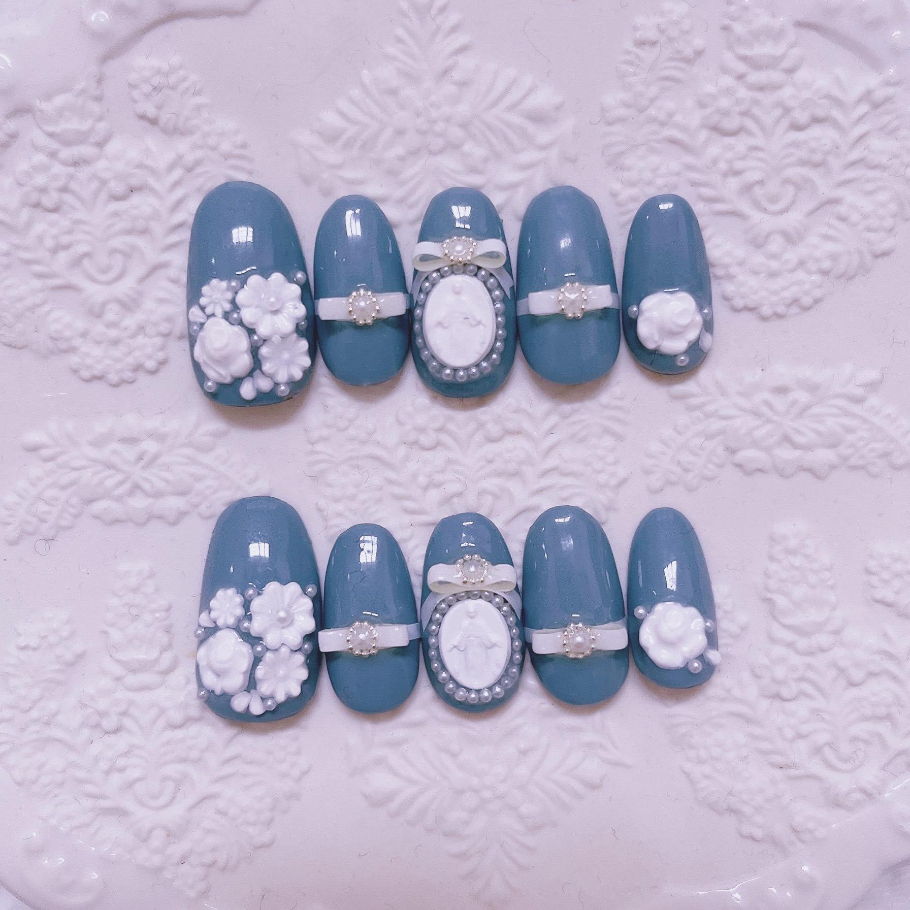 ネイルチップ《ブライダル/マリア像/レリーフ/カチューシャリボン》