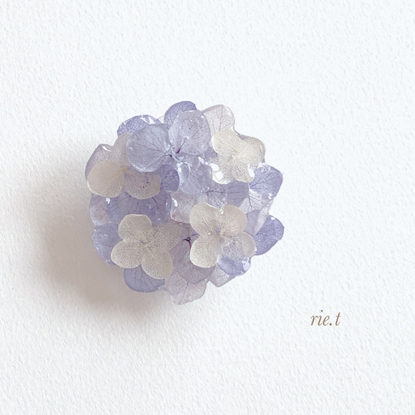 再販11【rie.t】本物の紫陽花 帯留め 2枚目の画像