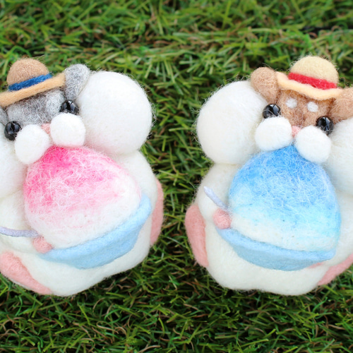キンクマハムスター＆かき氷◇羊毛フェルト キンクマハムスター