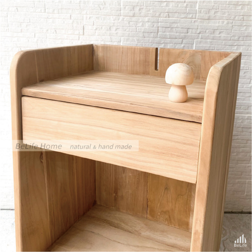 サイドテーブル　北欧家具　チーク材　キャビネット　チェスト　ナチュラル チーク総無垢材 デスクサイドキャビネットNW チェスト ベッドサイド