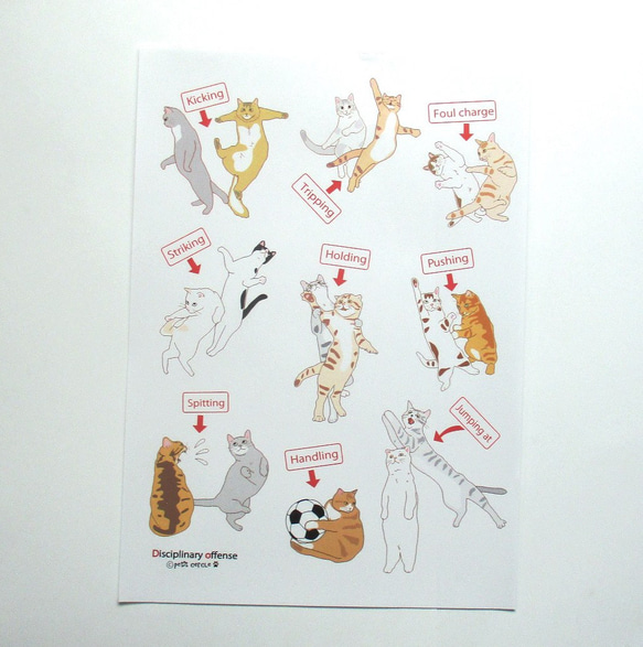 「Discplinary offence」猫のサッカールールポスター（カラーとモノクロがあります） 4枚目の画像
