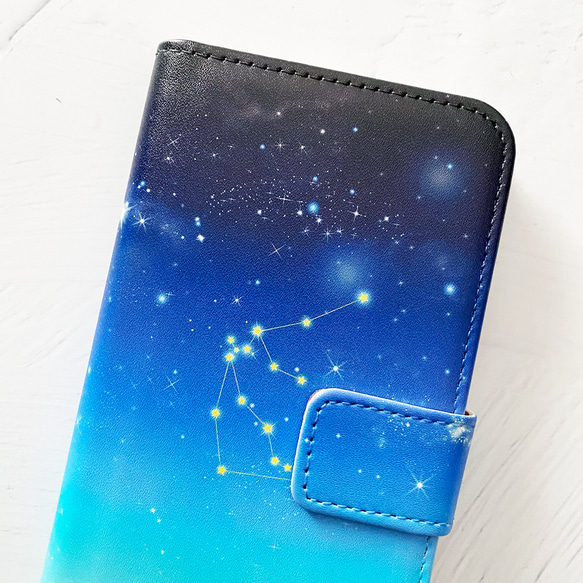 名入れ可 12星座+α ver.2 手帳型 iPhoneケース スマホケース 全機種対応 宇宙 プラネタリウム 夜空 7枚目の画像