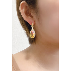 超大…華麗、迷人的水滴形、高品質水晶耳環（耳環）Aurora，非常適合獨奏，Kiwa 水晶玻璃 第5張的照片