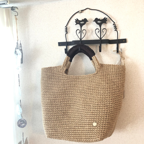【専用】ジョリーフルール 麻かごトートバッグ ハンドメイド 専用】ジョリーフルール 麻かごトートバッグ ハンドメイド
