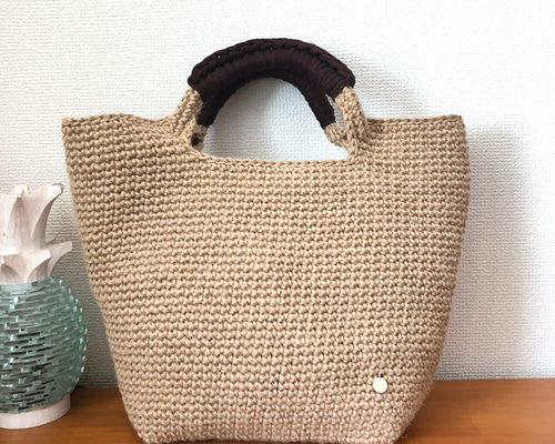 受注製作》再販13 キラキララメ糸✖︎麻ひも シンプルトートカゴ