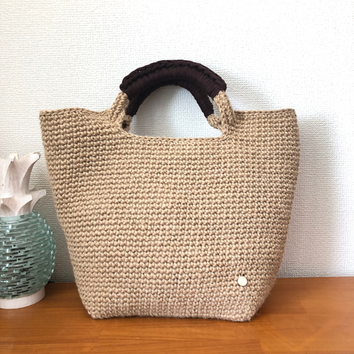 受注製作》再販13 キラキララメ糸✖︎麻ひも シンプルトートカゴ
