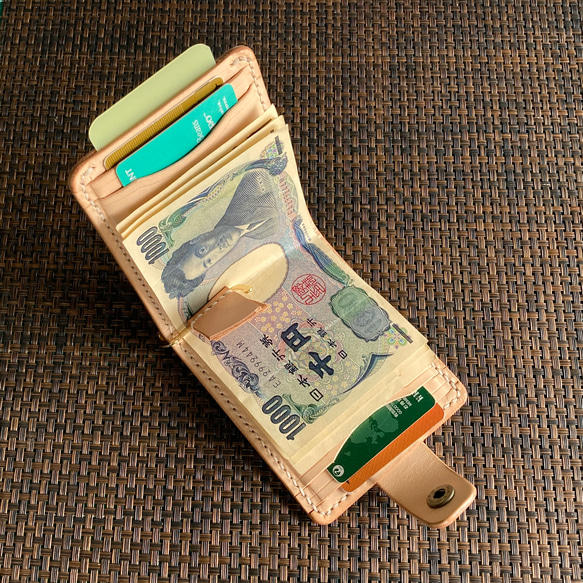 [本色]85毫米寬扁平錢夾4卡+多口袋紙幣夾MC-100ki鞣革 第2張的照片