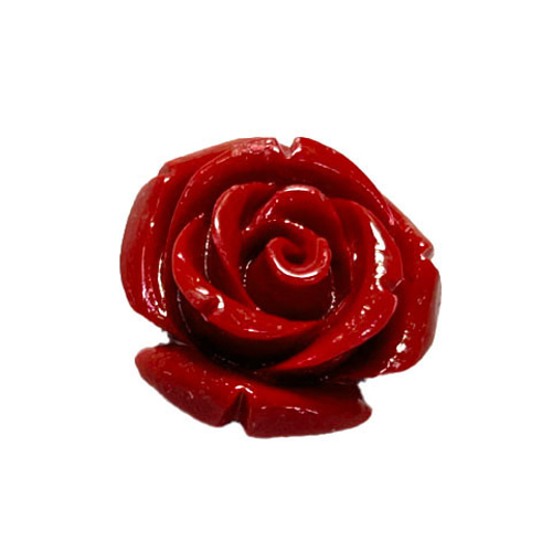 珊瑚（加工） 薔薇型パーツ レッド 約15×9mm 2つ穴【5個セット販売 