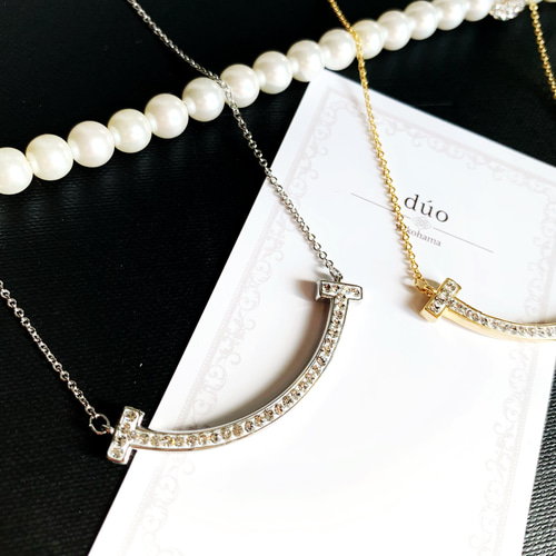 T＆T様 カスタムネックレス依頼品 送無】2way Tネックレス ミディアム スワロ ハンドメイド スマイル