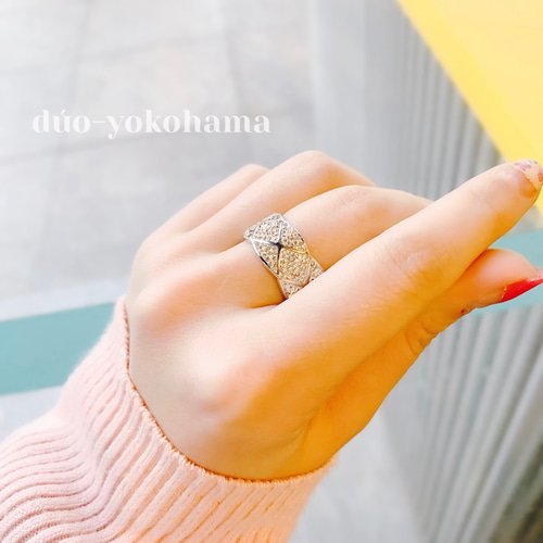 送料無料】デザインリング/スワロ/グルーデコ/大ぶりリング/シルバー