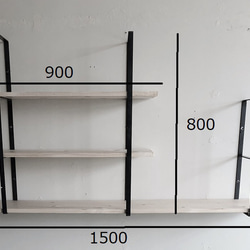 ウォールシェルフ・ラック【アイアンウォールラック/Iron Wall Rack/３段/アイアンフレーム３台】 8枚目の画像