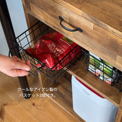 59.Kitchen Wagon バスケット2個付き/キッチンワゴン/ワゴン/収納/ラック/チェスト 2枚目の画像