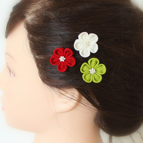 受注制作】梅or桜古典ちりめんUピンかんざし（ヘアピン変更可）和装