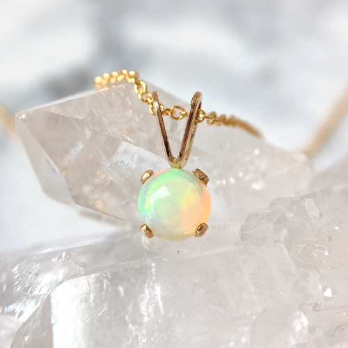 再販＊オパールのシンプルネックレス＊14kgf オパールのシンプルネックレス＊14kgf