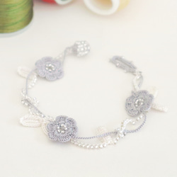 OYA crochet Bracelet [MARY] Ice Gray 第3張的照片