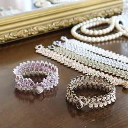 OYA crochet bracelet [CROWN] Silver Mauve 第4張的照片