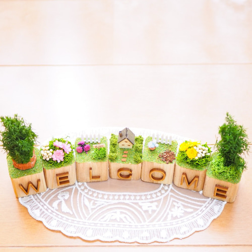 文字が選べる＊木製サイコロオブジェ】ウェルカム WELCOME 玄関
