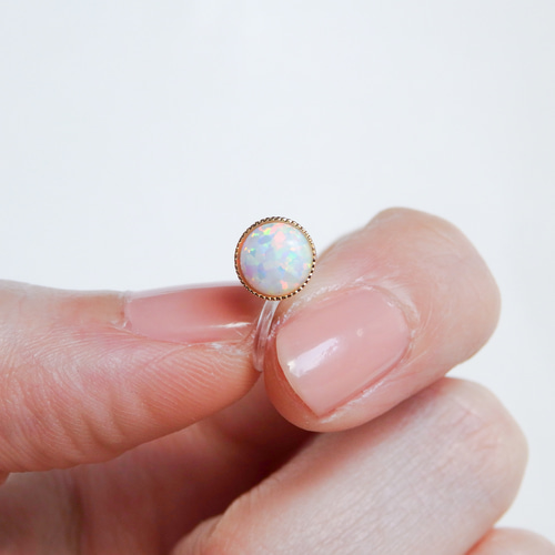 K14 claw 3mm カボション ジェムストーン ピアス [シングル