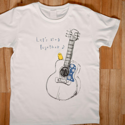 ギターと小鳥のTシャツ ＊再販＊ 2枚目の画像