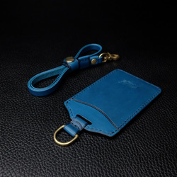 藍色直式證件套,卡套,悠遊卡,證件卡套,義大利植鞣革 Buttero 第4張的照片