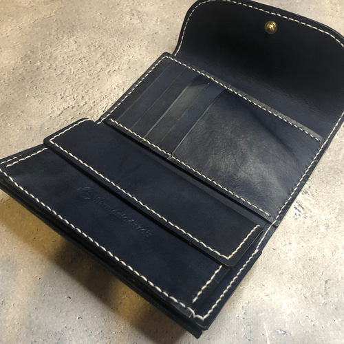 受注製作] 経年変化を愉しむ 三つ折り財布 ヌメ革 ミドル