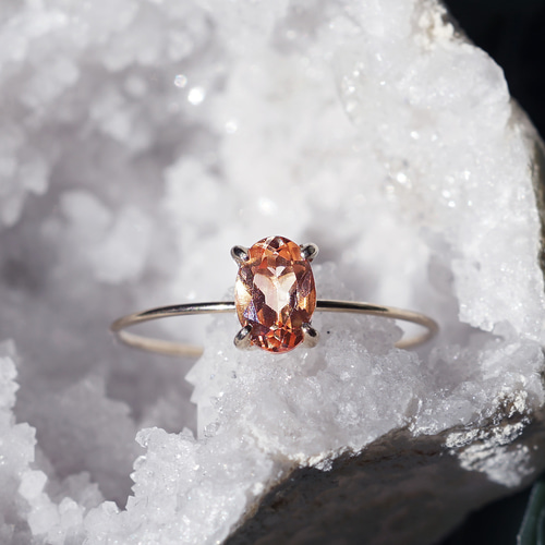 インペリアルトパーズ K10 オープンリング 16号 K10インペリアルトパーズのオーバルカットリング ～Pascale 指輪