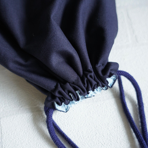 S 30×25】巾着袋・紺色・チェック・縦30cm×横25cm・男の子・ネイビー