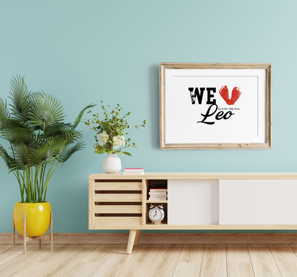西海岸風 足形アート 台紙 【WE LOVE】出産祝い サーファーズハウス 3枚目の画像