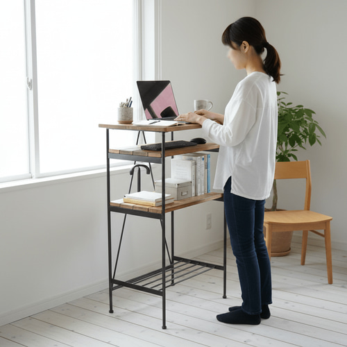 アイアン ウッド スタンディングワークデスク（テレワークリモート