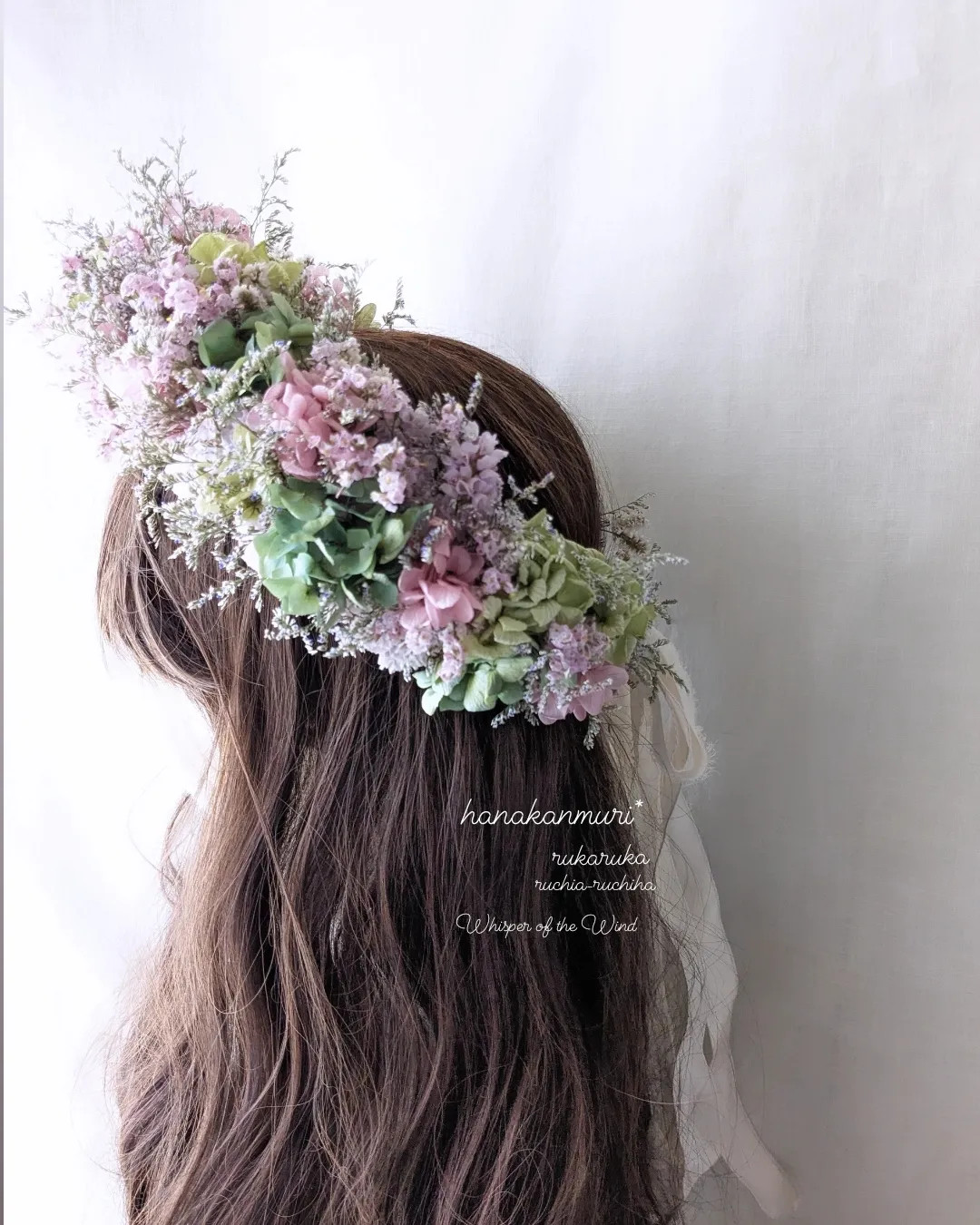 アンティークパステルの花冠＊*受注販売　ブートニア付き