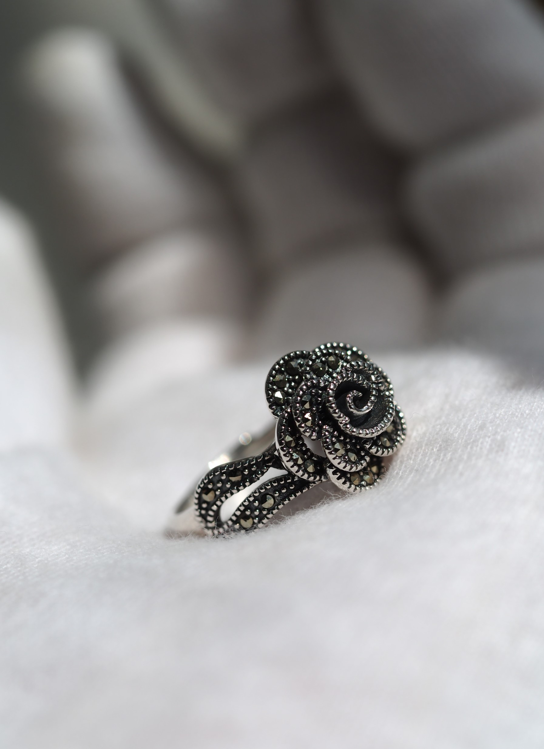 S925アンティークシルバー薔薇リング❀