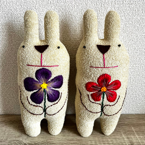 K*C様 自作ぬい15cm　おさげブラウン花刺繍 K*C様 自作ぬい15cm おさげブラウン花刺繍 K*C様 自作ぬい15cm