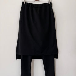 動きやすくて美しい。時短で叶う女性らしさと機能性。一体化レギンス&スカート。黒色 ポンチ生地　サイズ展開 LGSKPB 10枚目の画像