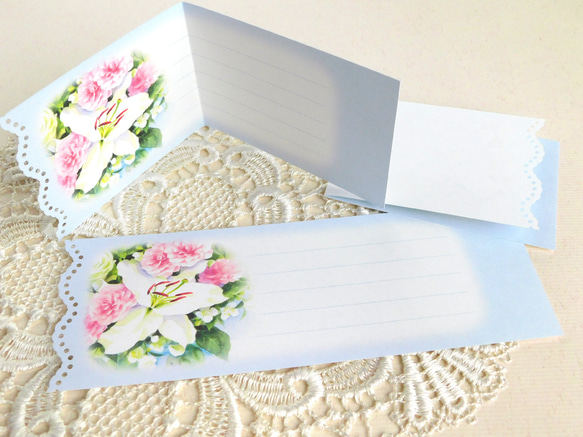 バラとカサブランカのミニ封筒＆メッセージカード（外模様） 3枚目の画像