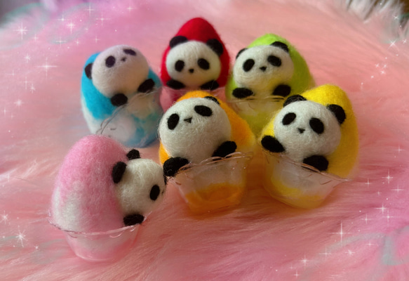 【数量限定】冷んや〜り☆かき氷inぱんmini mini♡羊毛フェルトのふわふわパンダふわぱんinカキ氷チャーム 9枚目の画像