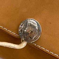 ハンティング ショルダーバッグ HB-2a 1930年代 5セントバッファローコイン（実物）コンチョ付きナチュラル 7枚目の画像