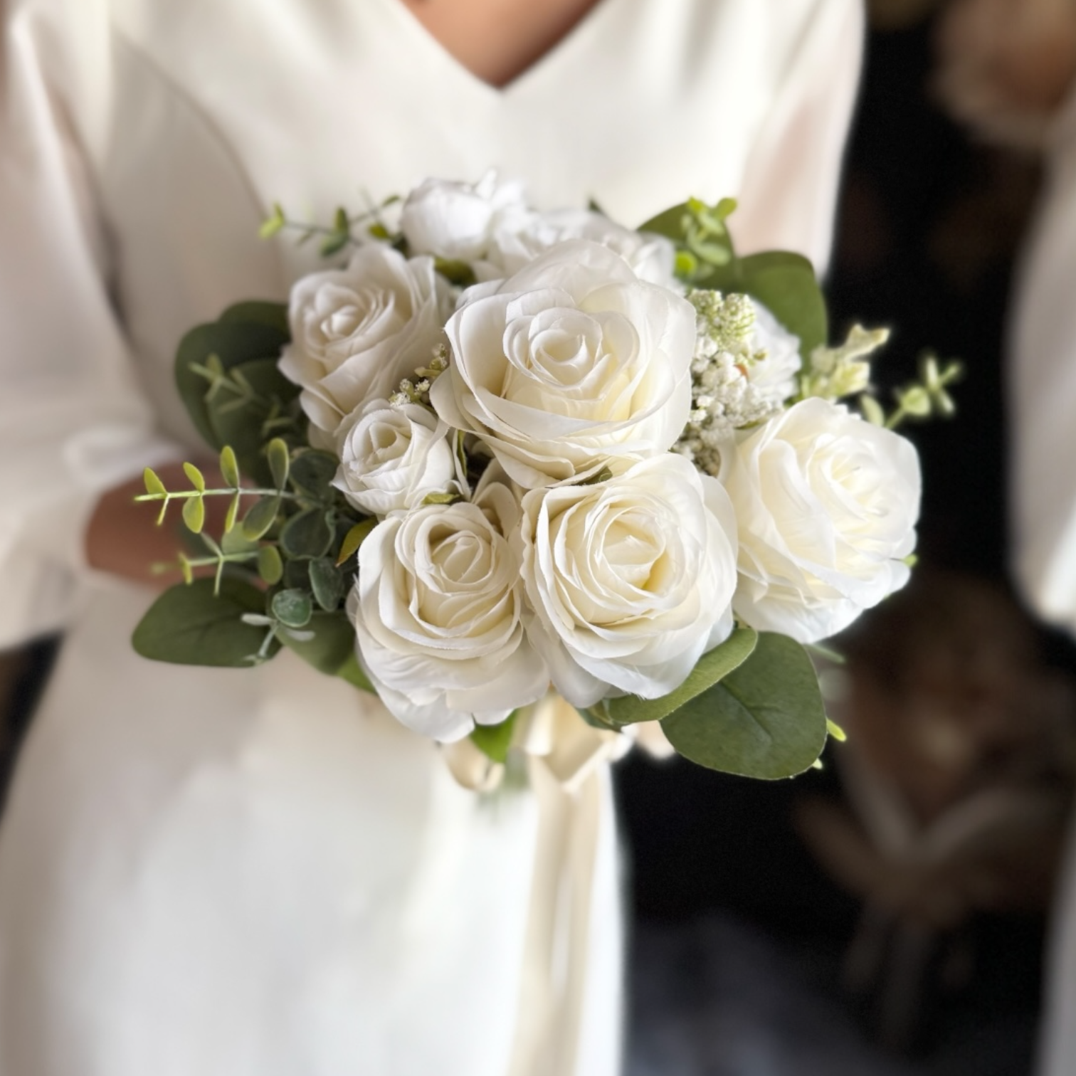 【即納品可能】アイボリーナチュラルクラッチブーケ☆ブートニア