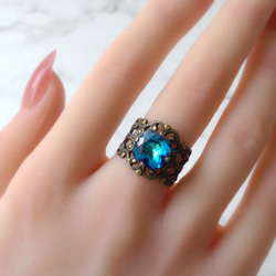 流行百慕達藍 | 方形高品質水晶優雅戒指 | 古董藍夢幻 第3張的照片