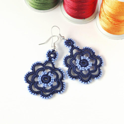 OYA crochet earrings [ROSE] Navy Blue 第2張的照片