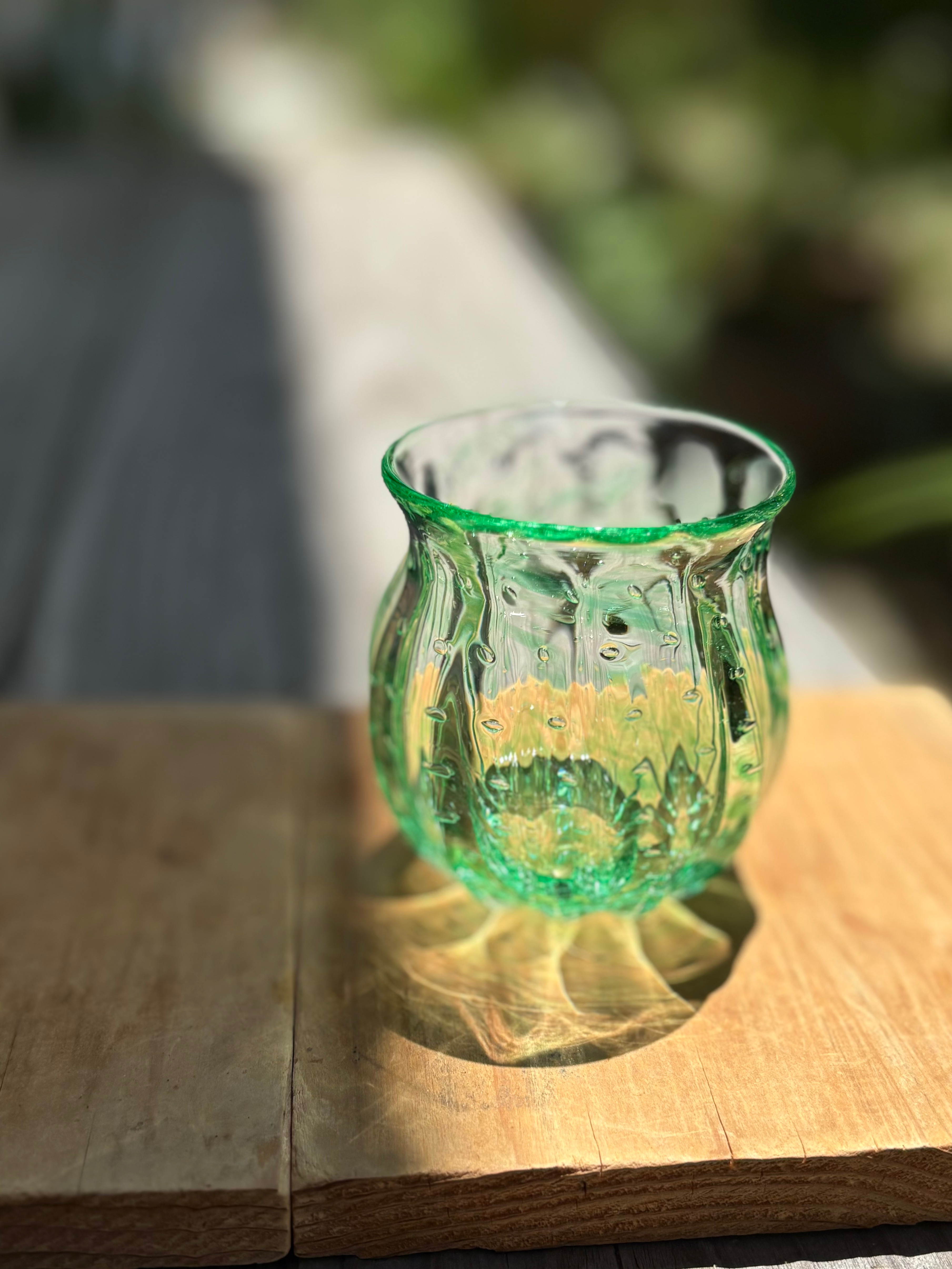 骨董　時代ガラス　超希少　金赤フチ　掻き揚げ模様　菓子器　氷鉢　ウランガラス 骨董 時代ガラス 超希少 金赤フチ 掻き揚げ模様 菓子器 氷鉢 ウラン