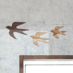 【送料無料】オーナメント つばめ Ｌ×Ｍ×Ｓセット 木製 ウォールデコ 壁面 北欧 インテリア 鳥 ツバメ 燕 2枚目の画像