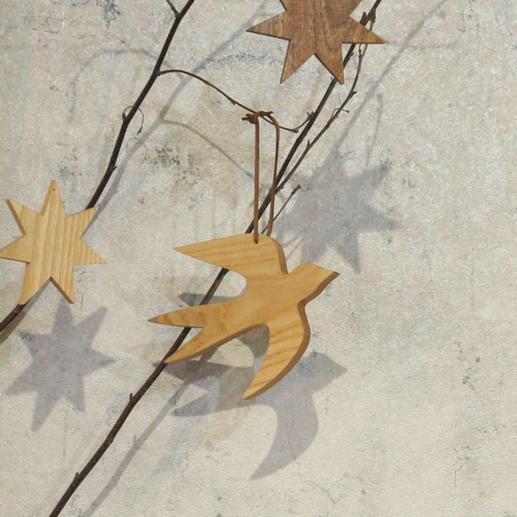 オーナメント つばめ Ｌサイズ×Ｍサイズ×Ｓサイズセット｜全２種類 木製 ウォールデコ 壁面 北欧 鳥 ツバメ 燕 6枚目の画像