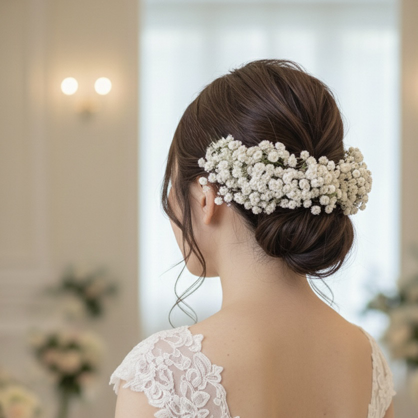 カスミソウ、髪飾り、かすみ草、コーム、成人式、結婚式、前撮り　2個セット