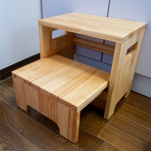 洗面子供用踏み台　スライド式　幅1.2m 子供用踏み台（スライド収納式）｜高さ30cm,35cm対応・洗面所を広く
