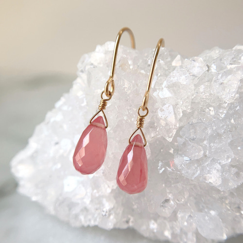 現品】14kgf✳︎インカローズのドロップカットピアス/イヤリング 