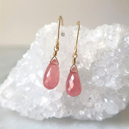 現品】14kgf✳︎インカローズのドロップカットピアス/イヤリング 