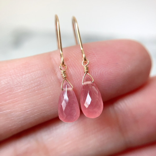 現品】14kgf✳︎インカローズのドロップカットピアス/イヤリング 