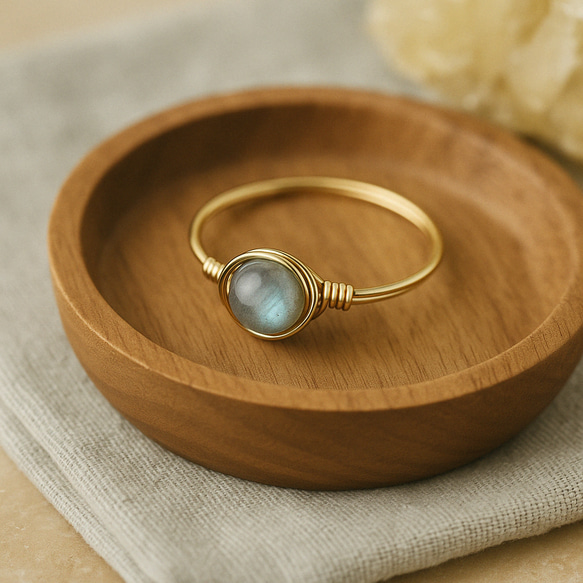 ラブラドライトの天然石リング｜Gem Ring Collection／14kgf・ワイヤー